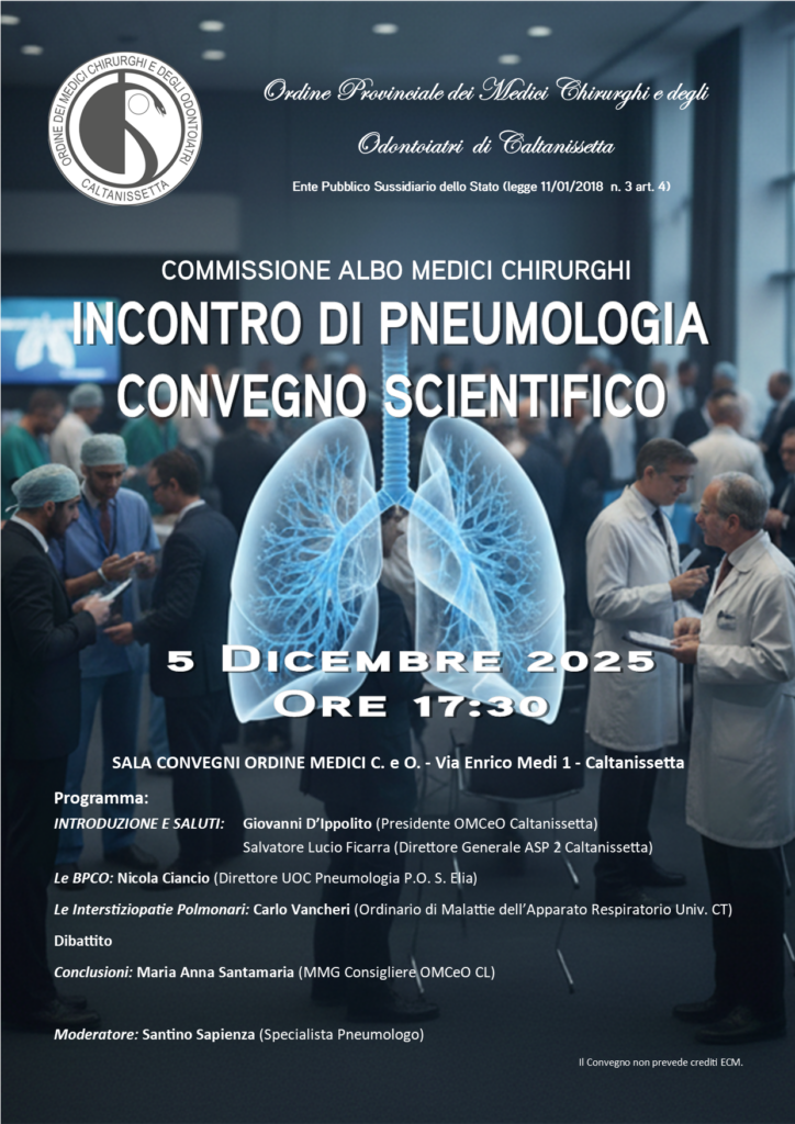Incontro PNEUMOLOGIA Ordine dei Medici 5 Dicembre 2025 ore 17:30